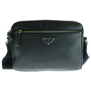 PRADA Triangle Logo Leather Belt Bag Black